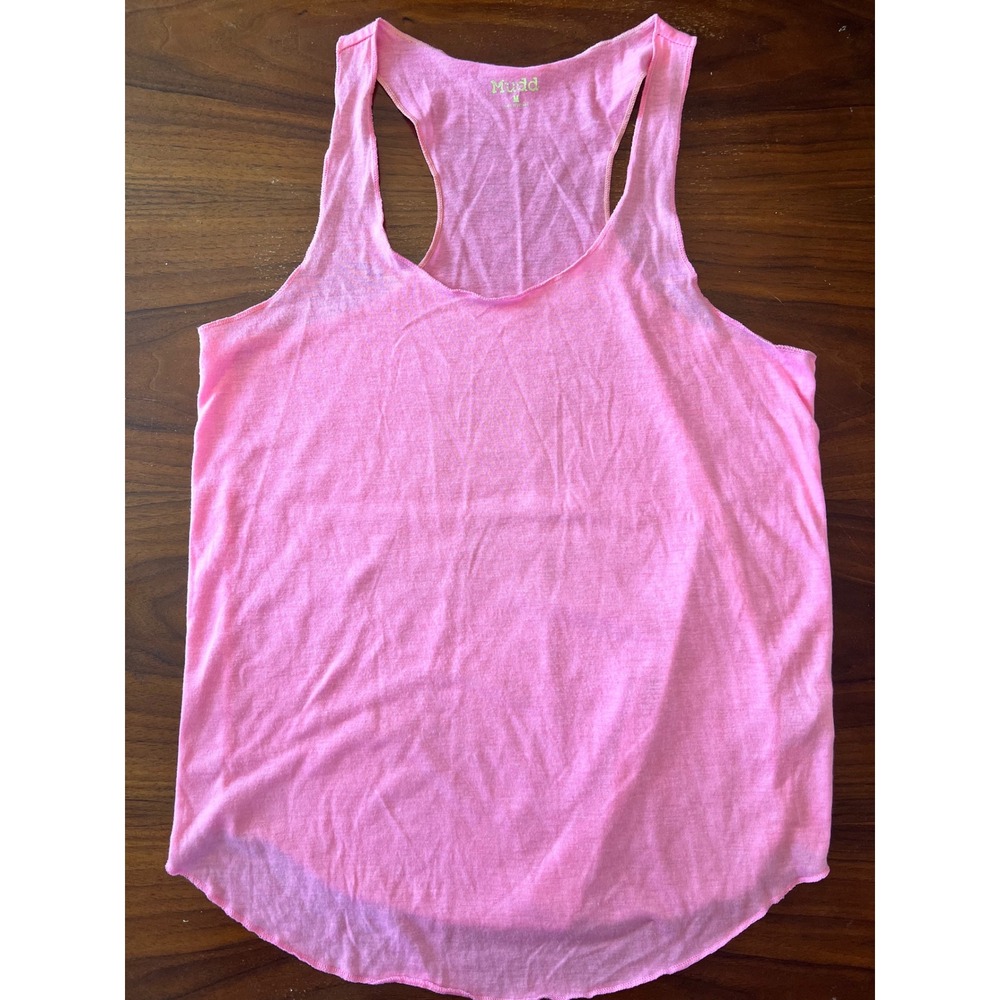 Mudd Womens Neon Pink Racerback Tank Top Slub Knit Scoop Neck Size M Y2K style